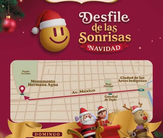 Presentan nueva ruta del Desfile de las Sonrisas Navidad, en Tepic