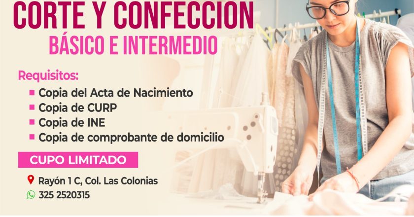 DIF ACAPONETA INVITA A CURSO GRATUITO DE CORTE Y CONFECCIÓN