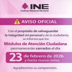 AVISO OFICIAL: EL Instituto Nacional Electoral SUSPENDE SERVICIO HASTA NUEVO AVISO