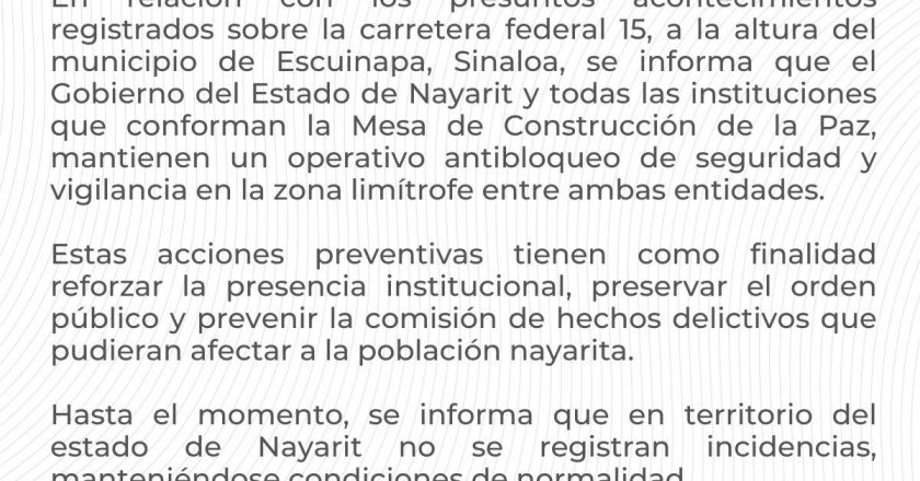 OPERATIVO ANTIBLOQUEO EN ZONA LIMÍTROFE CON SINALOA