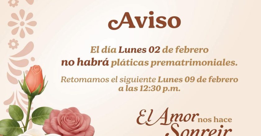 AVISO SOBRE PLÁTICAS DE BODAS COLECTIVAS 2026