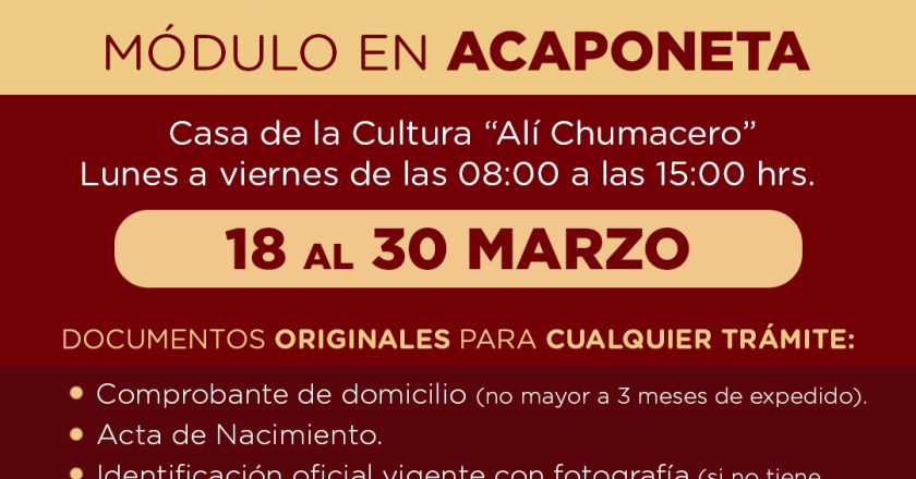 MÓDULO DEL INE EN ACAPONETA: FECHAS, HORARIOS Y REQUISITOS