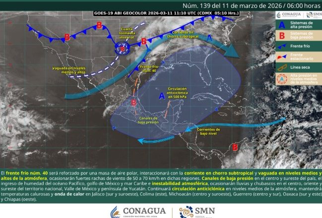PRONÓSTICO DEL TIEMPO 11 DE MARZO 2026: OLA DE CALOR, VIENTOS FUERTES Y OLEAJE EN NAYARIT