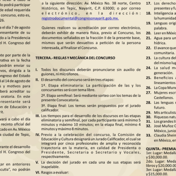 VIII Concurso Nacional de Oratoria Juan Escutia 2026