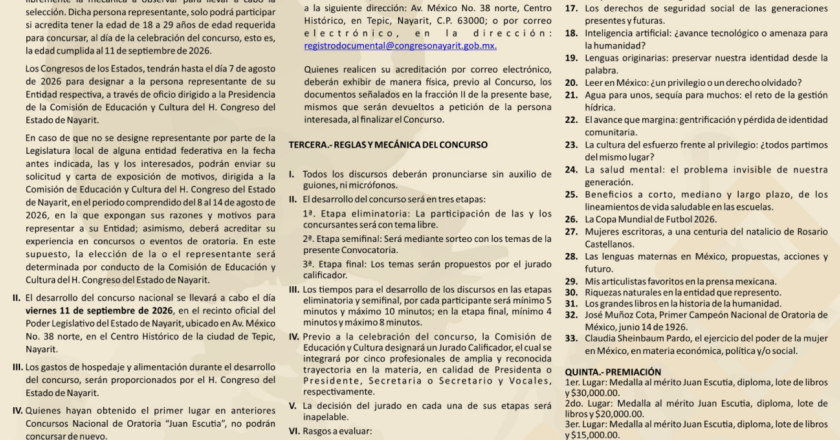 VIII Concurso Nacional de Oratoria Juan Escutia 2026