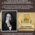 HOMENAJE A LA DRA. CONSUELO SÁIZAR EN EL 30 ANIVERSARIO CULTURAL DE ACAPONETA