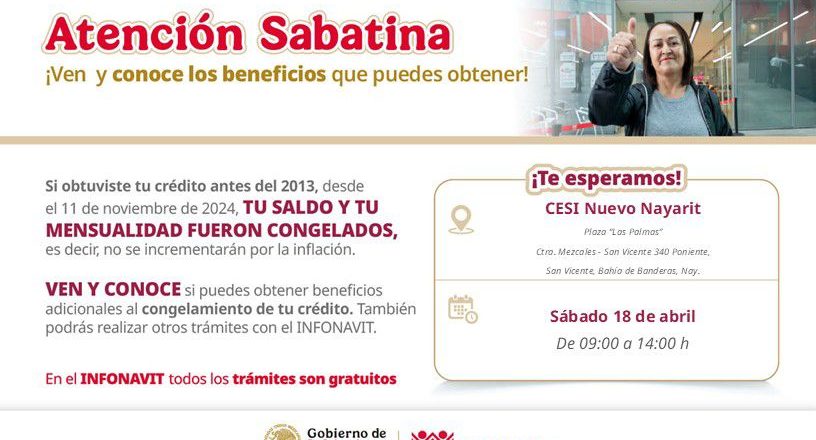 INFONAVIT REALIZARÁ JORNADA SABATINAEN SUS OFICINAS DE NAYARIT