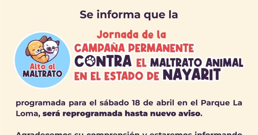 AVISO IMPORTANTE: REPROGRAMAN JORNADA CONTRA EL MALTRATO ANIMAL