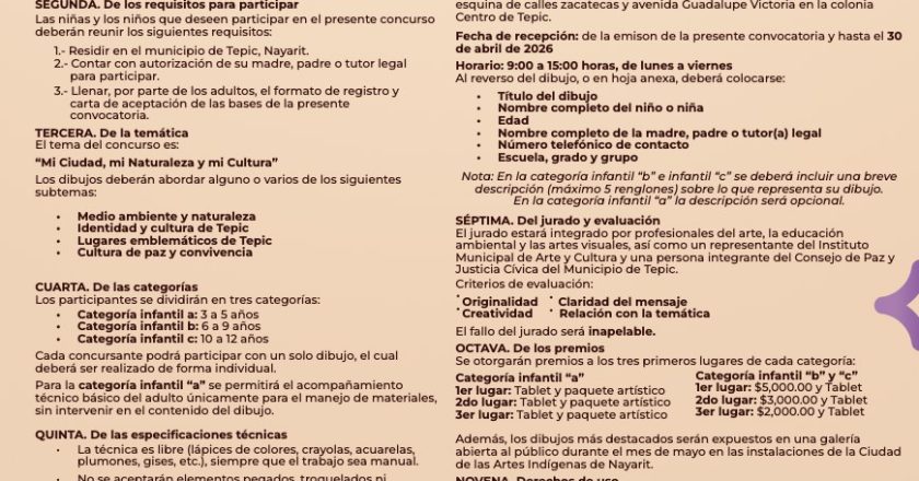 ¡CONCURSO INFANTIL DE DIBUJO EN TEPIC: EXPRESA TU CIUDAD!