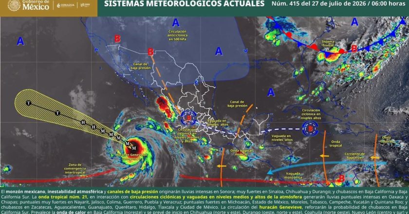 PRONÓSTICO DEL TIEMPO PARA NAYARIT | 27 DE JULIO